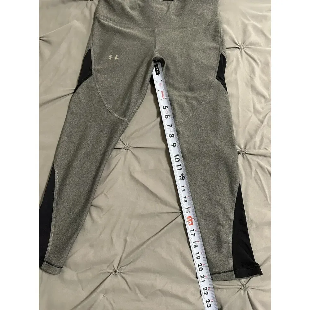 Under Armour UA Women's Size S HeatGear Shine Cropped Leggings Grey/Black‎ Mesh